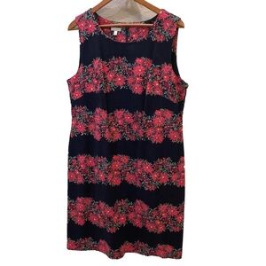 Talbots classic shift dress. Navy with pink flowers. Size 16